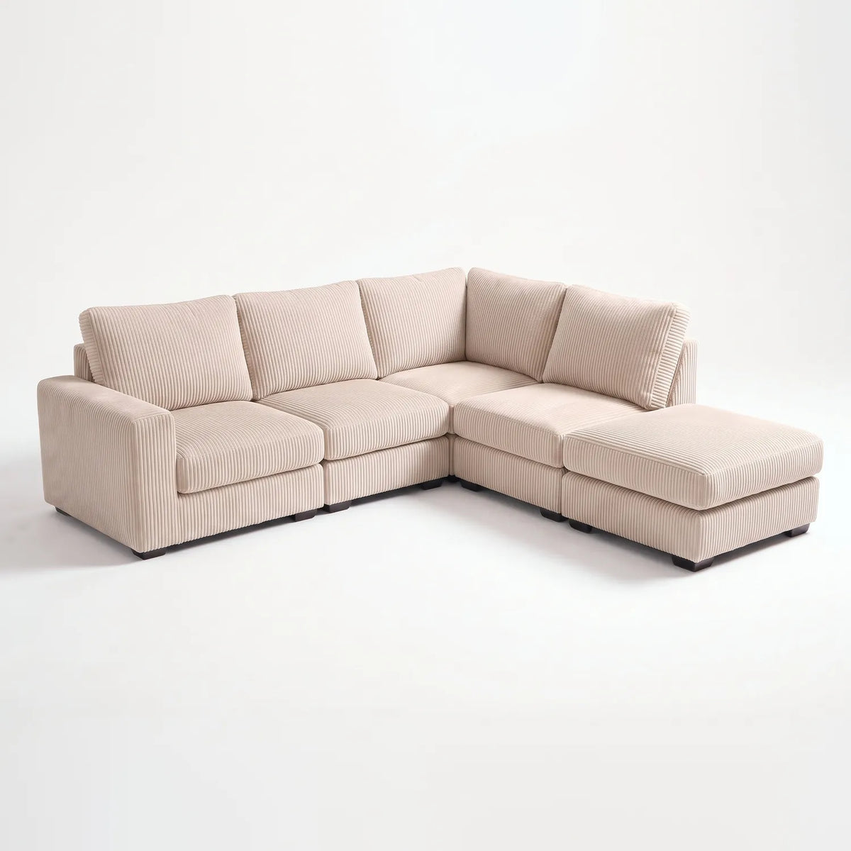 Five-Piece Infinity Sectional - Mini Minky Cream Modular - studio photo on white #Orientation_Right-Hand Facing #vera_main