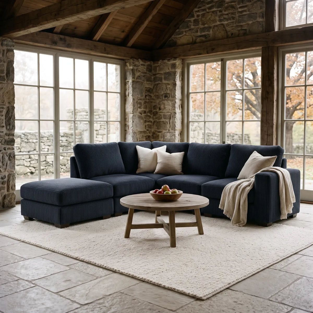 Five-Piece Infinity Sectional - Mini Minky Midnight Modular - hero #Orientation_Left-Hand Facing