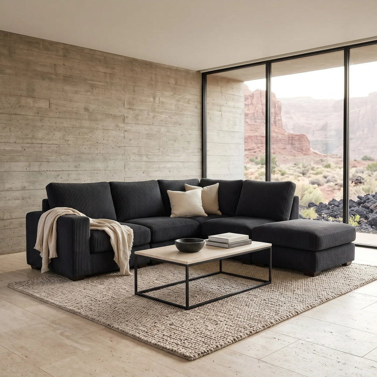 Five-Piece Infinity Sectional - Mini Minky Midnight Modular - hero #Orientation_Right-Hand Facing