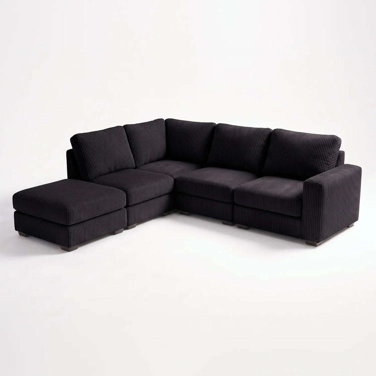 Five-Piece Infinity Sectional - Mini Minky Onyx Modular - studio photo on white #Orientation_Left-Hand Facing