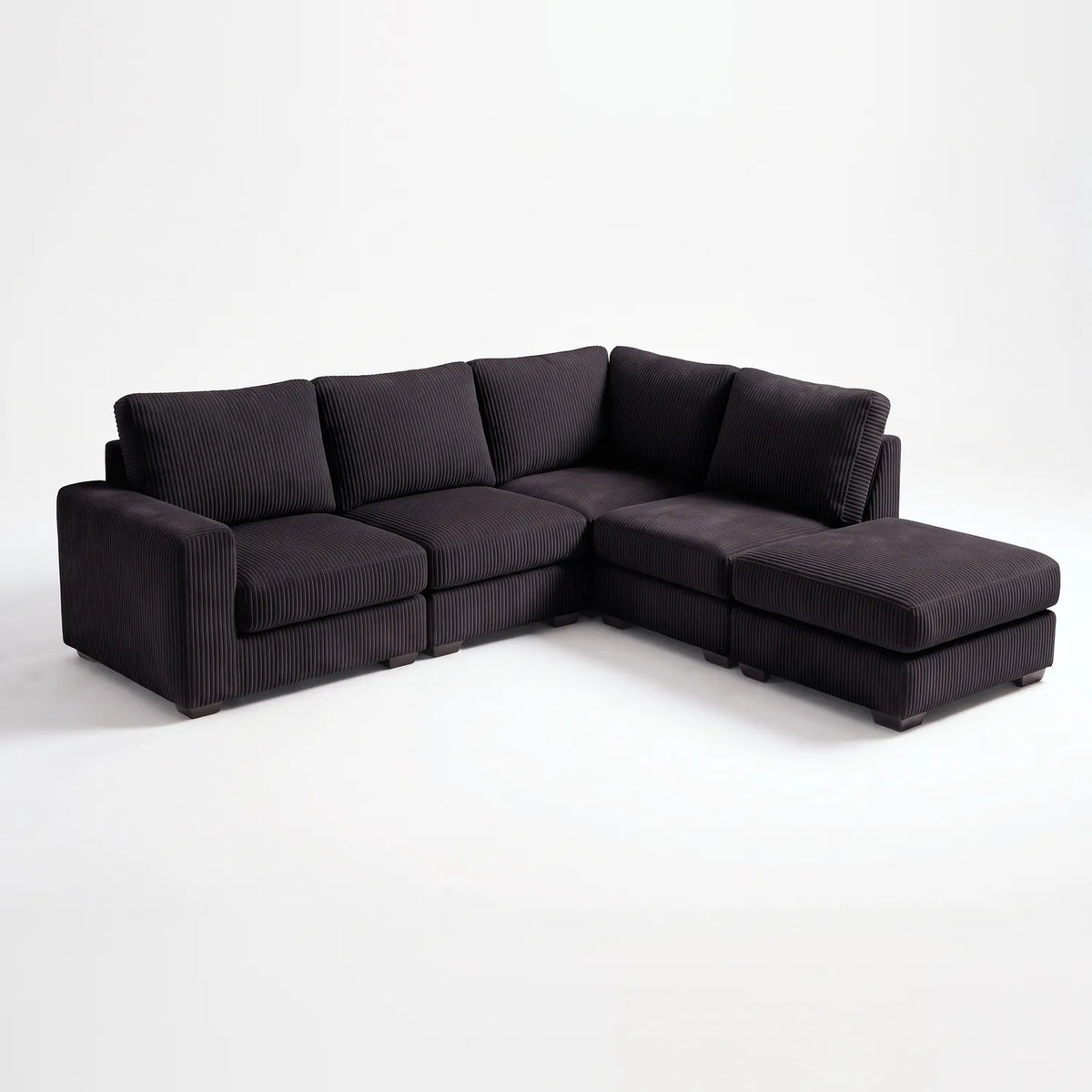 Five-Piece Infinity Sectional - Mini Minky Onyx Modular - studio photo on white #Orientation_Right-Hand Facing #vera_main