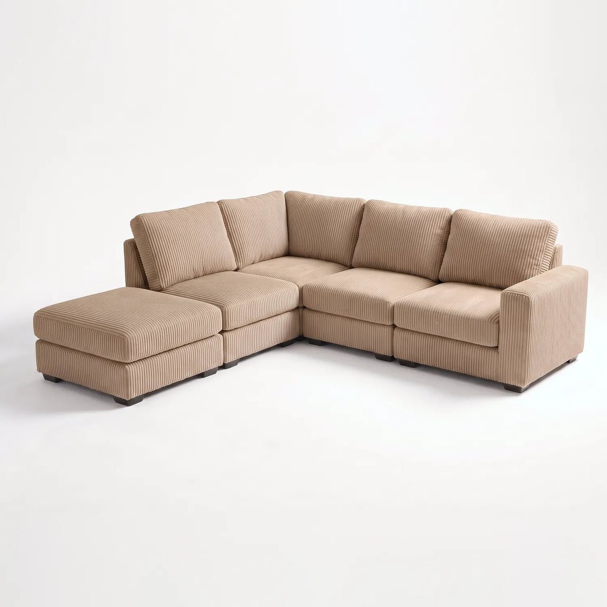 Five-Piece Infinity Sectional - Mini Minky Toast Modular - studio photo on white #Orientation_Left-Hand Facing