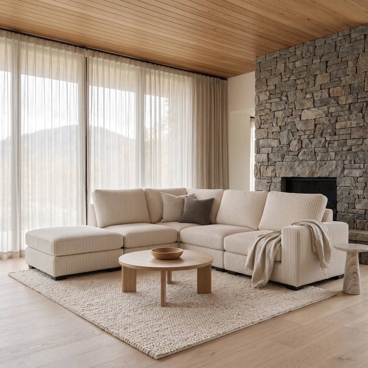 Five-Piece Infinity Sectional - Mini Minky White Modular - hero #Orientation_Left-Hand Facing