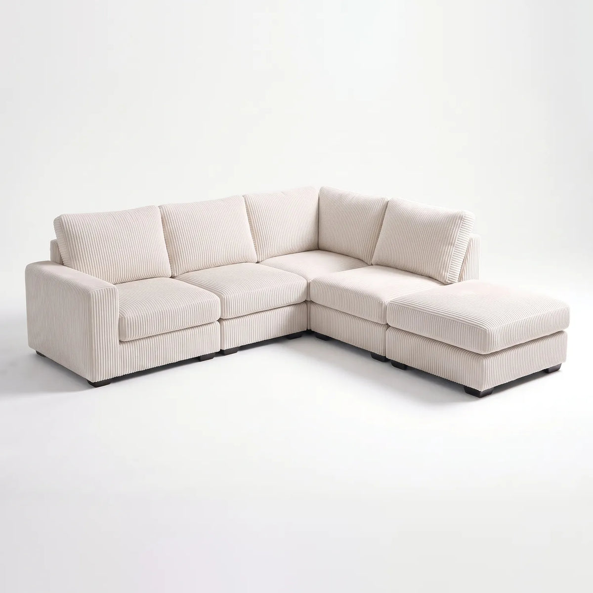 Five-Piece Infinity Sectional - Mini Minky White Modular - studio photo on white #Orientation_Right-Hand Facing #vera_main
