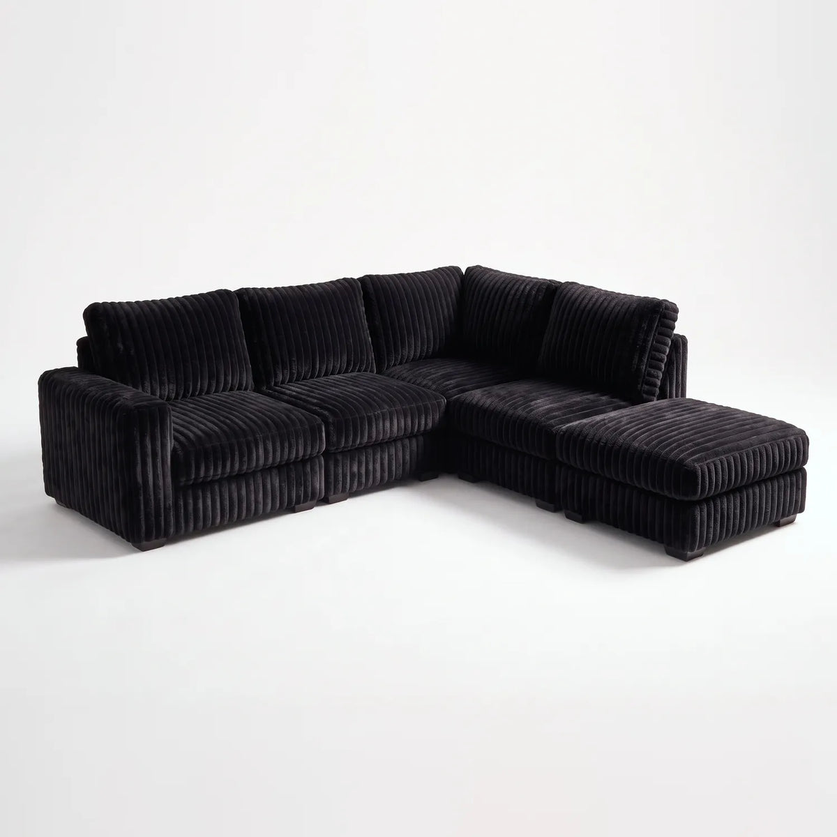 Five-Piece Infinity Sectional - Minky Black Modular - studio photo on white #Orientation_Right-Hand Facing #vera_main