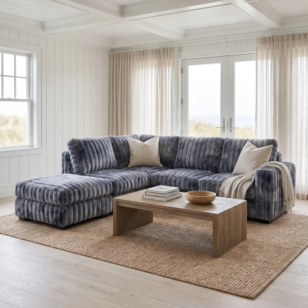 Five-Piece Infinity Sectional - Minky Charcoal Modular - hero #Orientation_Left-Hand Facing