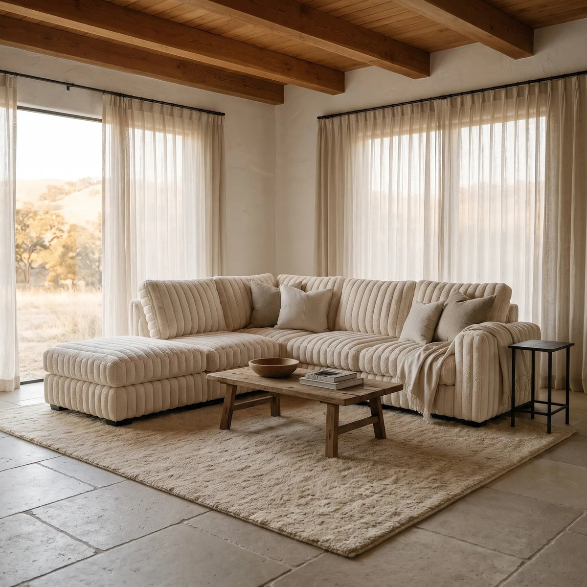 Five-Piece Infinity Sectional - Minky Cream Modular