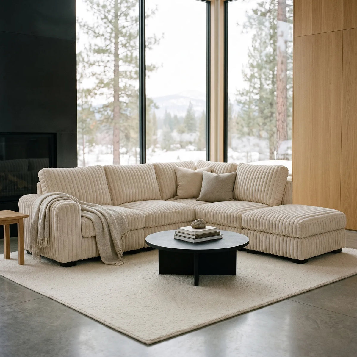 Five-Piece Infinity Sectional - Minky Cream Modular - hero #Orientation_Right-Hand Facing
