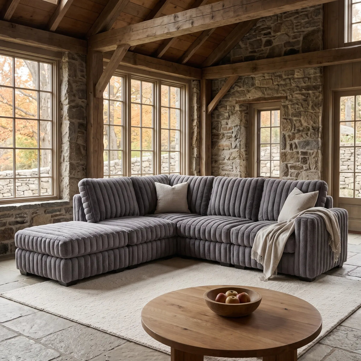 Five-Piece Infinity Sectional - Minky Grey Modular