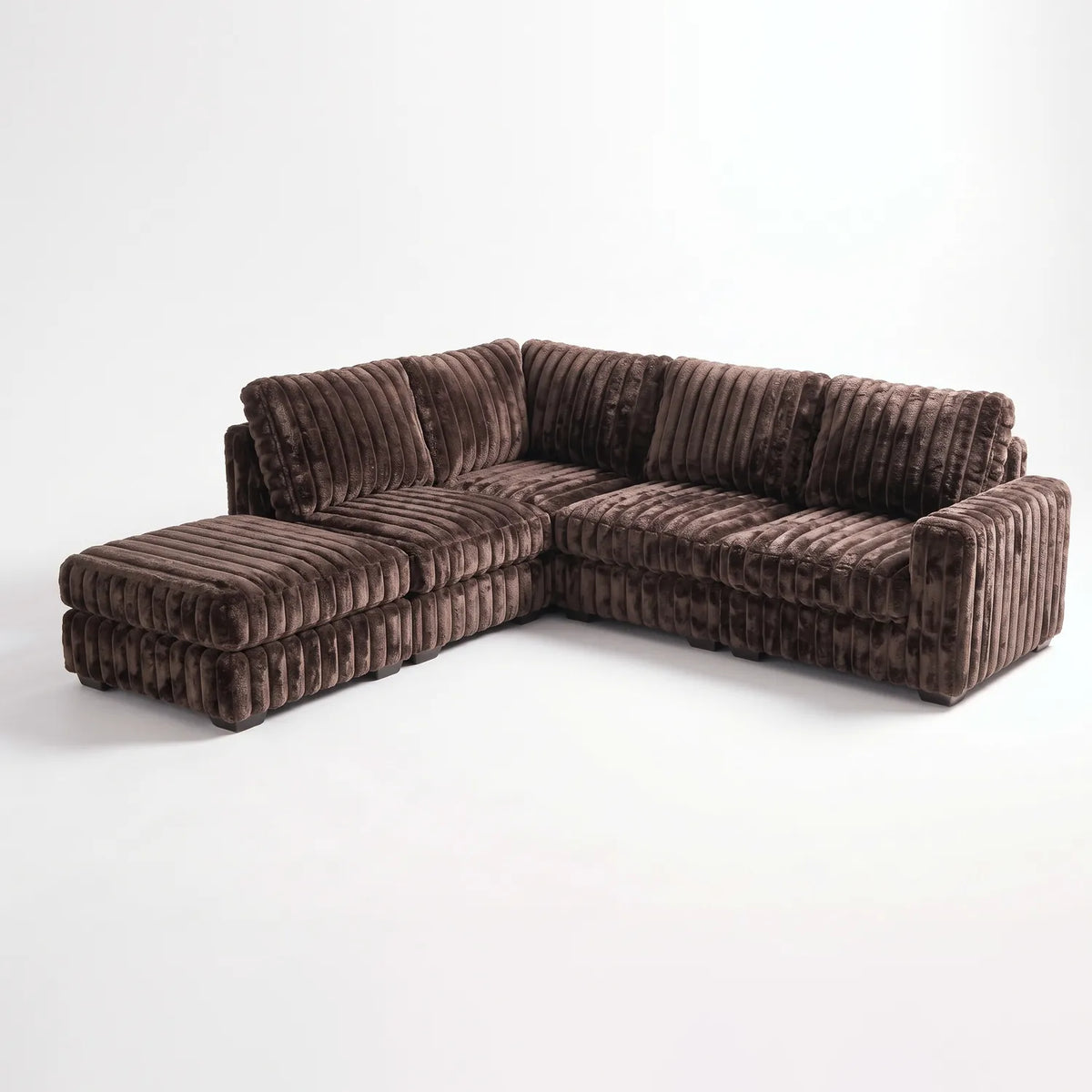 Five-Piece Infinity Sectional - Minky Mocha Modular - studio photo on white #Orientation_Left-Hand Facing
