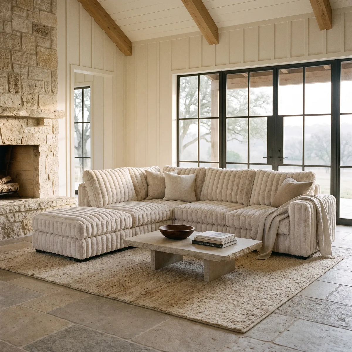 Five-Piece Infinity Sectional - Minky Sand Modular