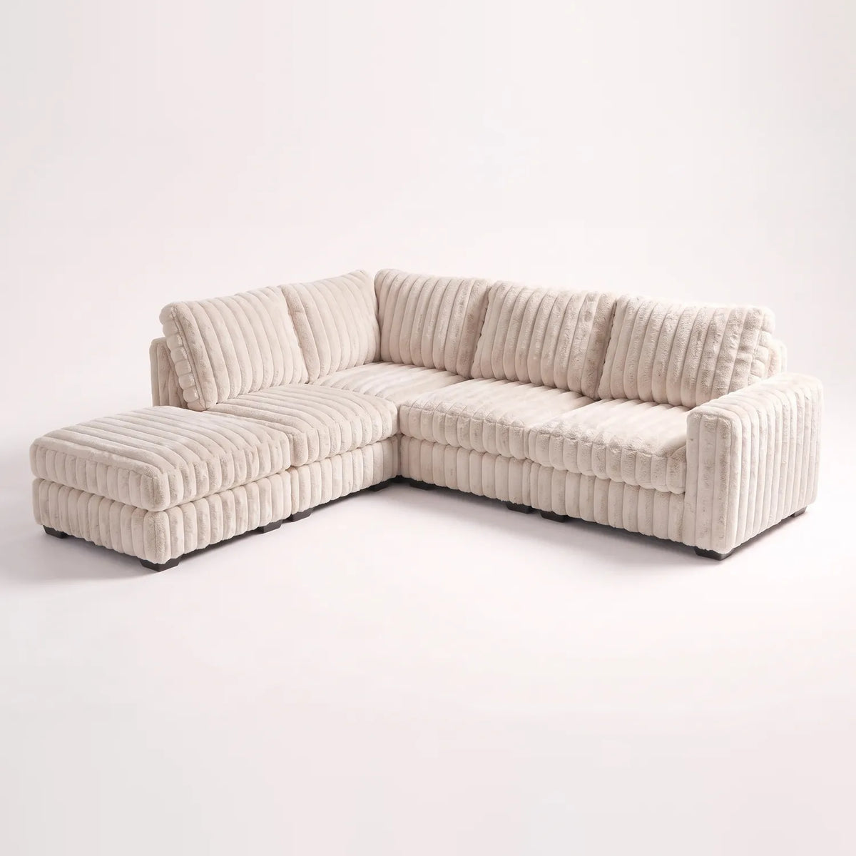 Five-Piece Infinity Sectional - Minky Sand Modular - studio photo on white #Orientation_Left-Hand Facing