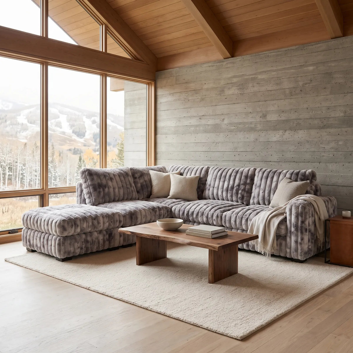 Five-Piece Infinity Sectional - Minky Stone Modular - hero #Orientation_Left-Hand Facing