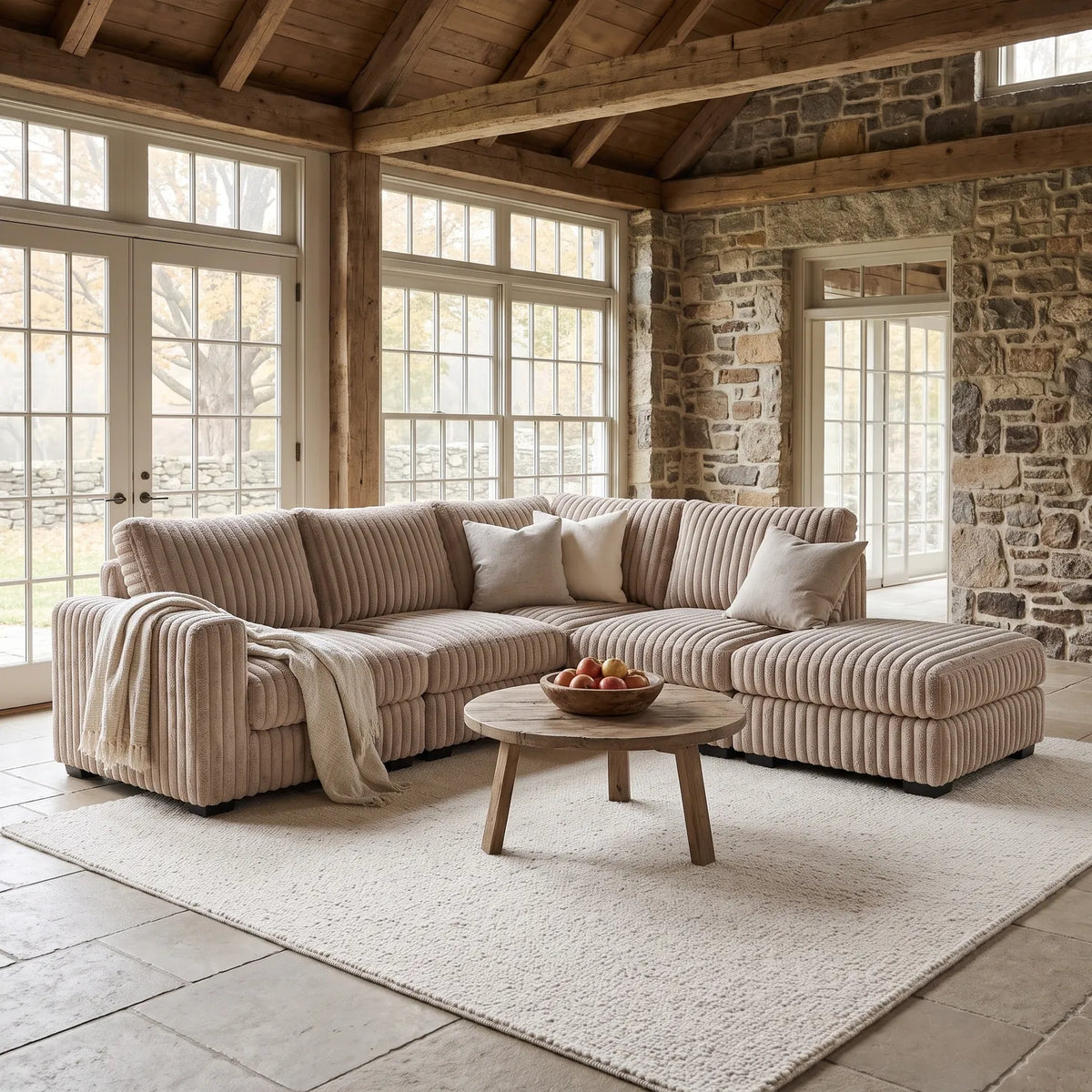 Five-Piece Infinity Sectional - Minky Toast Modular - hero #Orientation_Right-Hand Facing