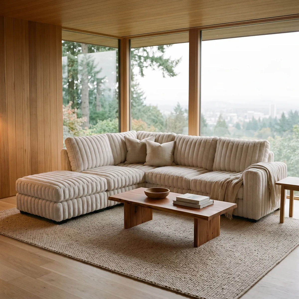 Five-Piece Infinity Sectional - Minky White Modular - hero #Orientation_Left-Hand Facing