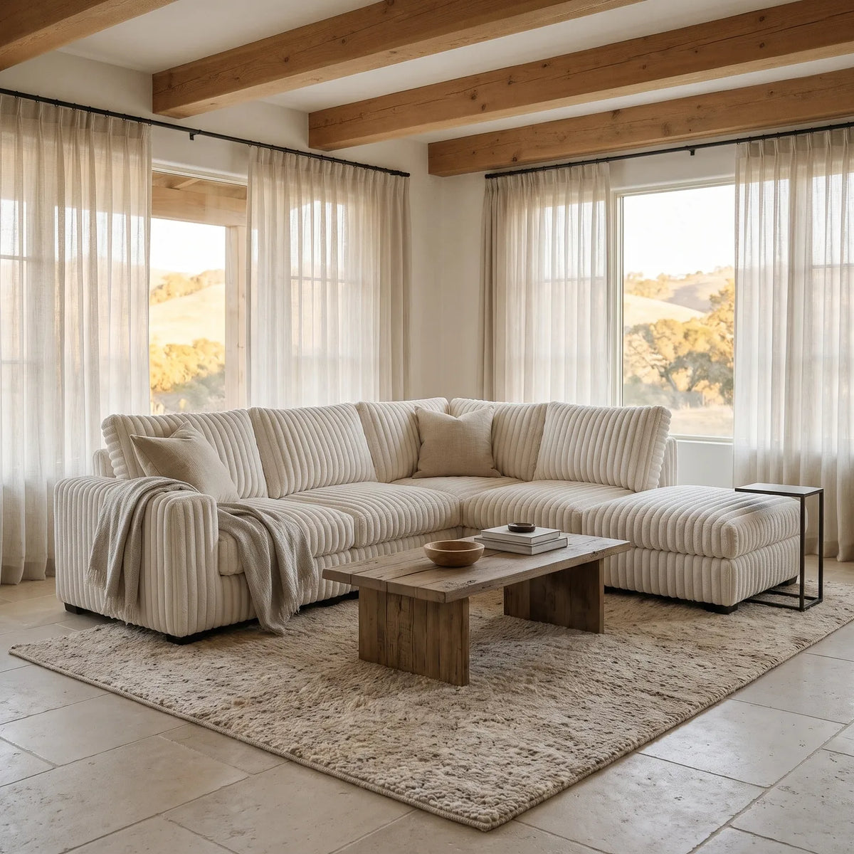 Five-Piece Infinity Sectional - Minky White Modular - hero #Orientation_Right-Hand Facing