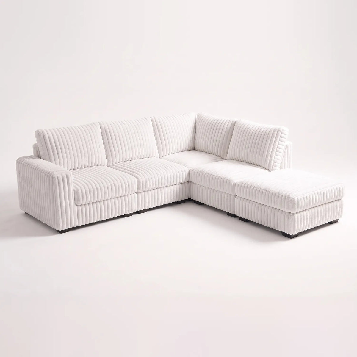 Five-Piece Infinity Sectional - Minky White Modular - studio photo on white #Orientation_Right-Hand Facing #vera_main