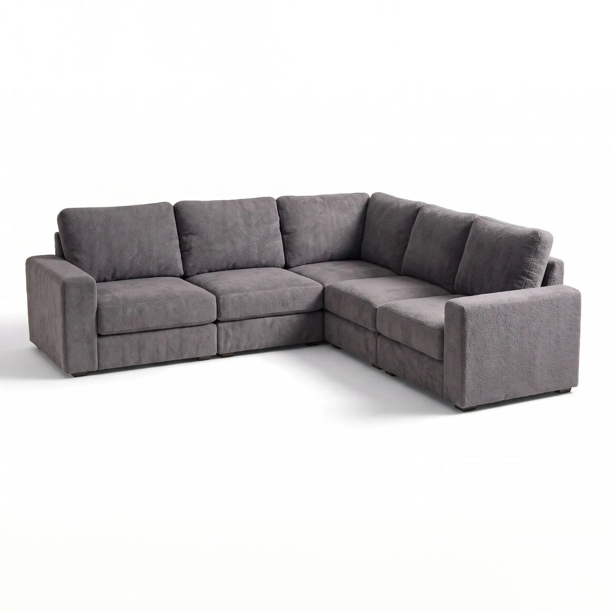Five-Piece L Sectional - Cuddle Charcoal Modular - studio photo on white #vera_main