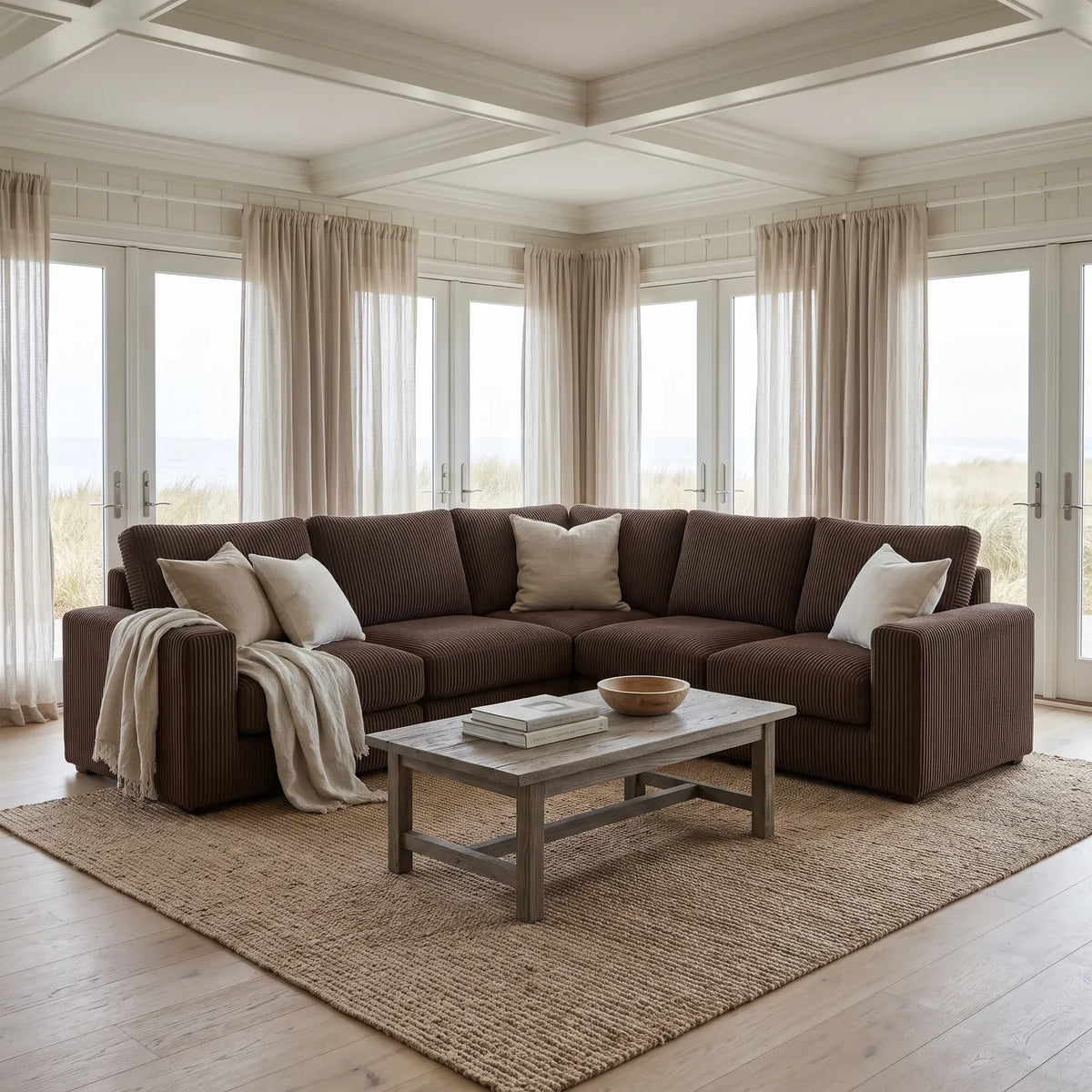 Five-Piece L Sectional - Mini Minky Chocolate Modular - hero