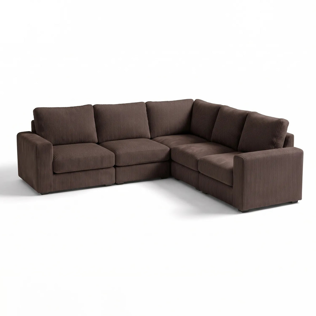 Five-Piece L Sectional - Mini Minky Chocolate Modular - studio photo on white #vera_main