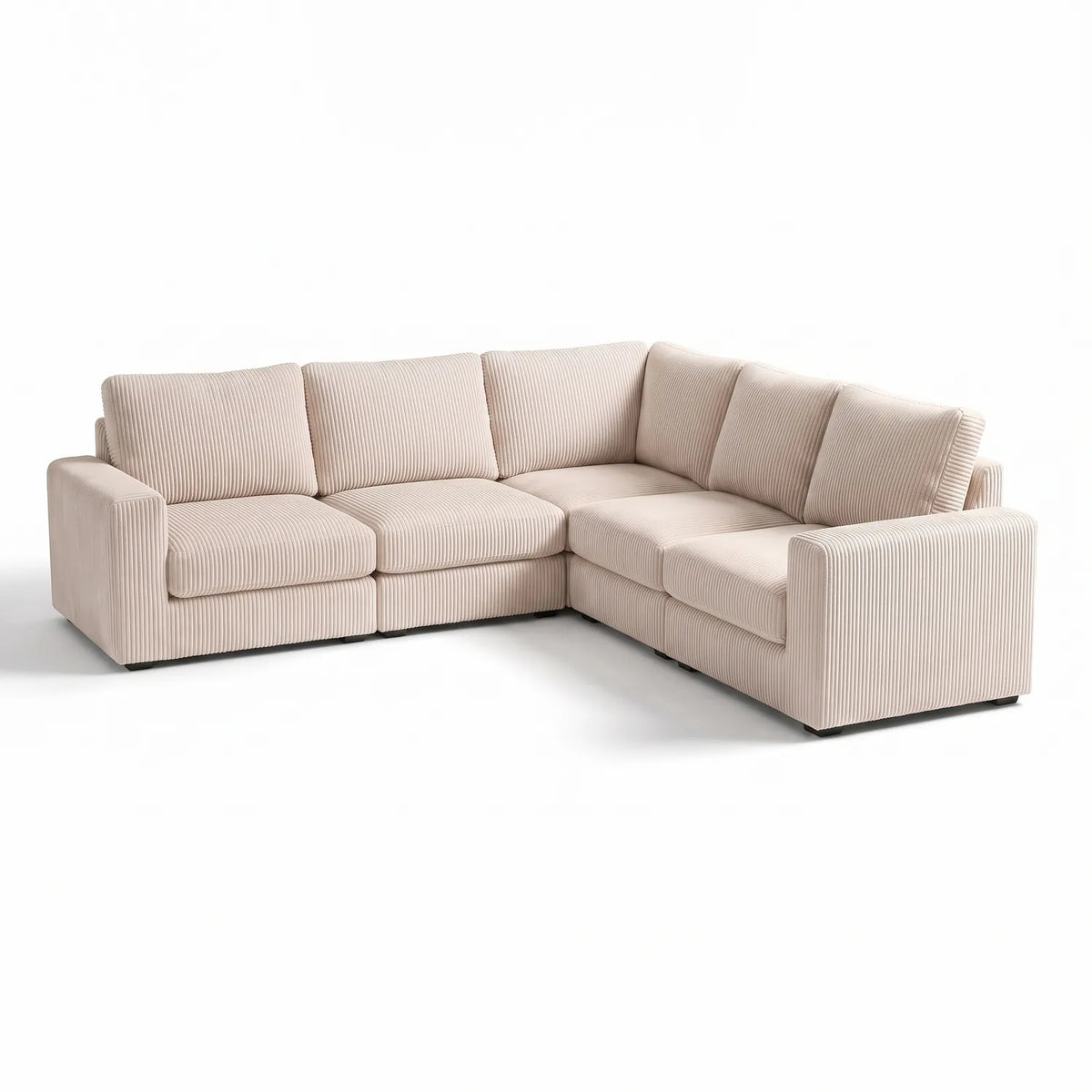 Five-Piece L Sectional - Mini Minky Cream Modular - studio photo on white #vera_main