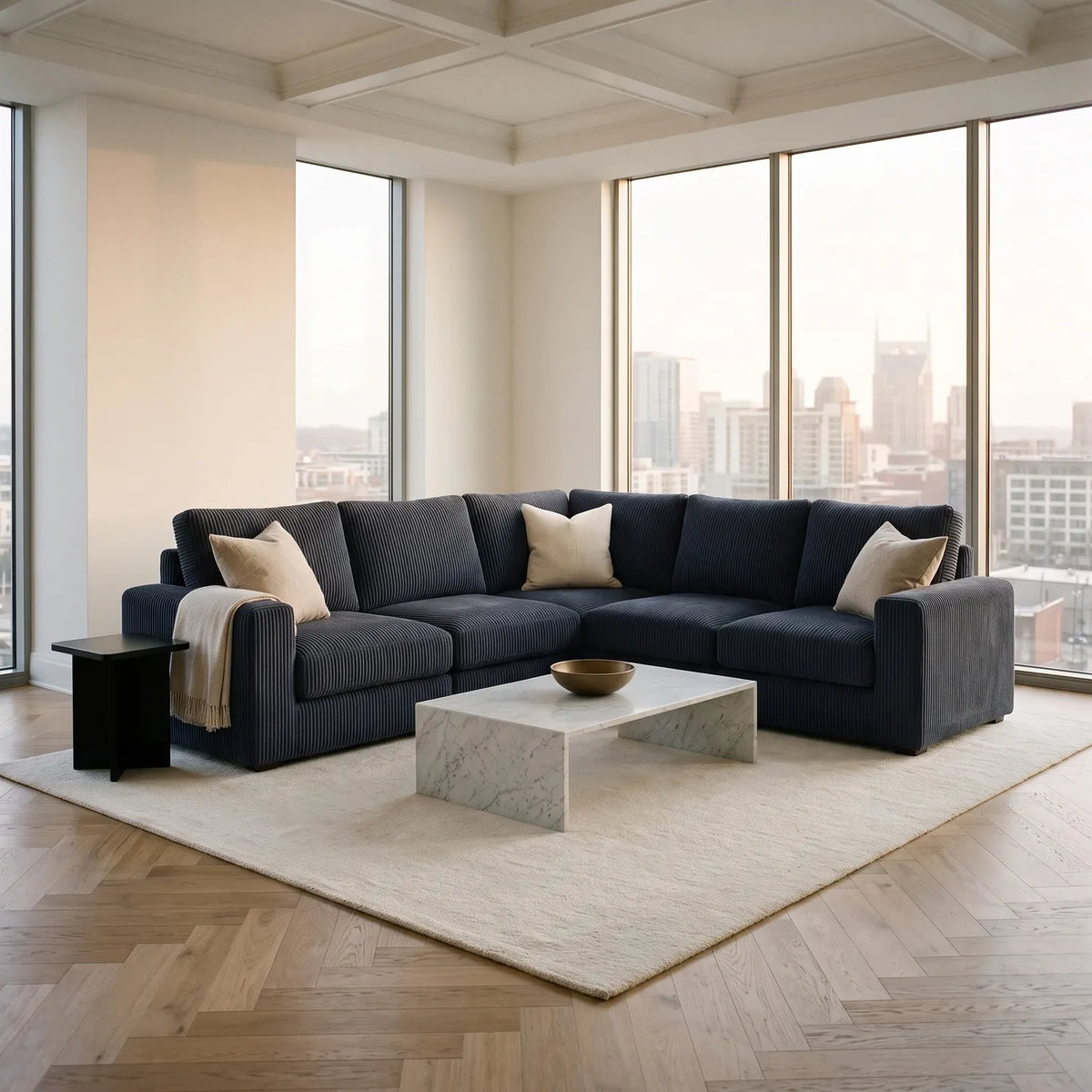 Five-Piece L Sectional - Mini Minky Midnight Modular - hero