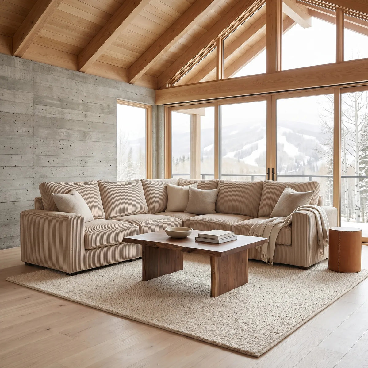 Five-Piece L Sectional - Mini Minky Toast Modular