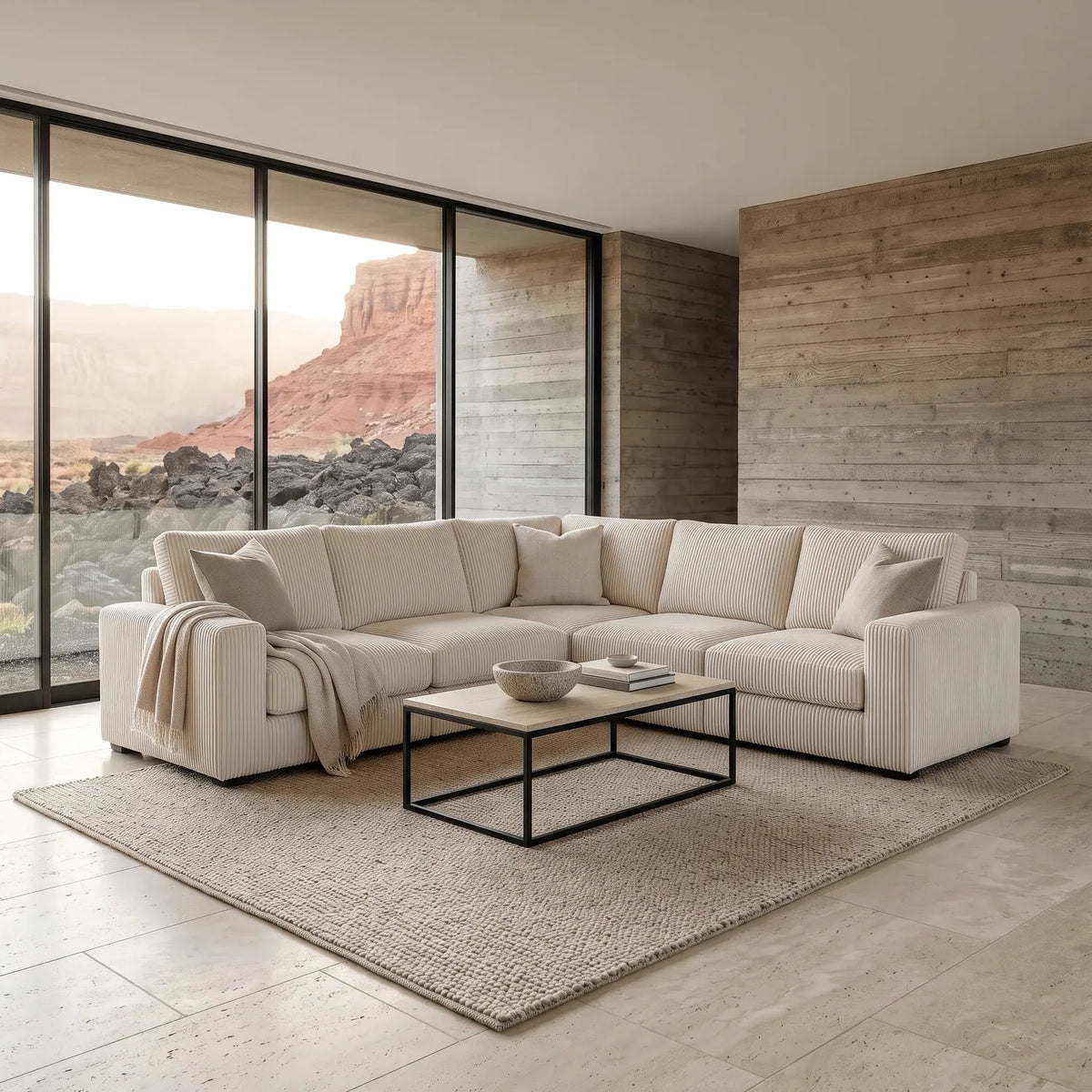 Five-Piece L Sectional - Mini Minky White Modular - hero