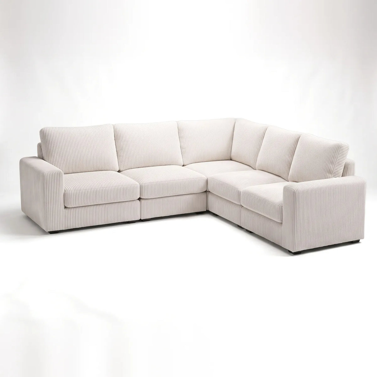Five-Piece L Sectional - Mini Minky White Modular - studio photo on white #vera_main