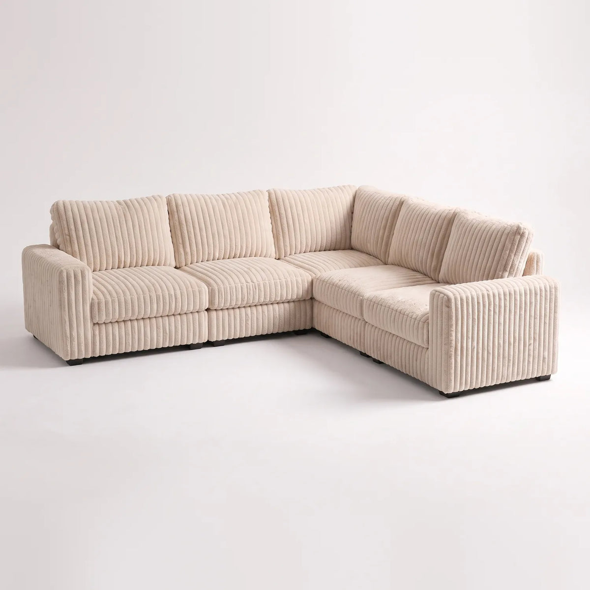 Five-Piece L Sectional - Minky Cream Modular - studio photo on white #vera_main