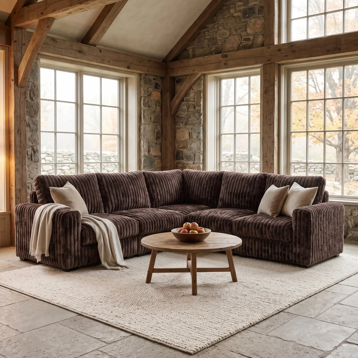 Five-Piece L Sectional - Minky Mocha Modular - hero