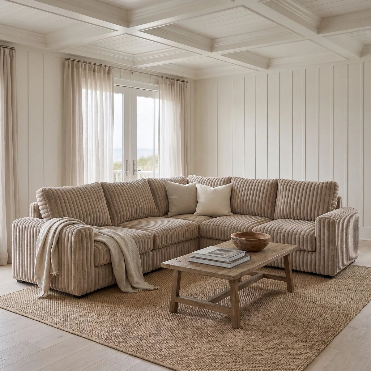 Five-Piece L Sectional - Minky Toast Modular - hero