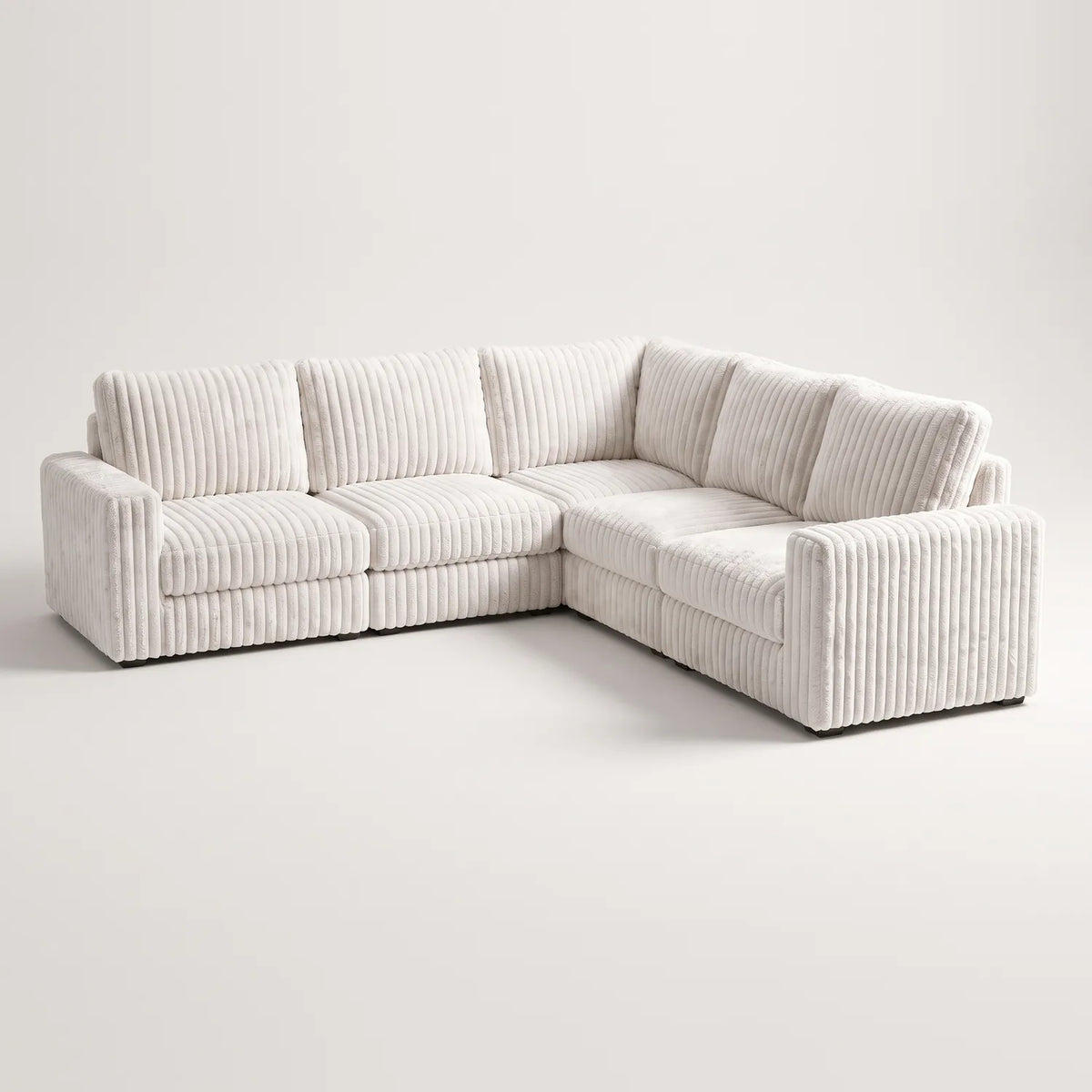 Five-Piece L Sectional - Minky White Modular - studio photo on white #vera_main