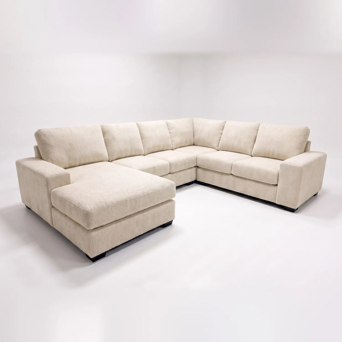 Four-Piece Chaise Sectional - Cuddle Bone - studio photo on white #Orientation_Left-Hand Facing