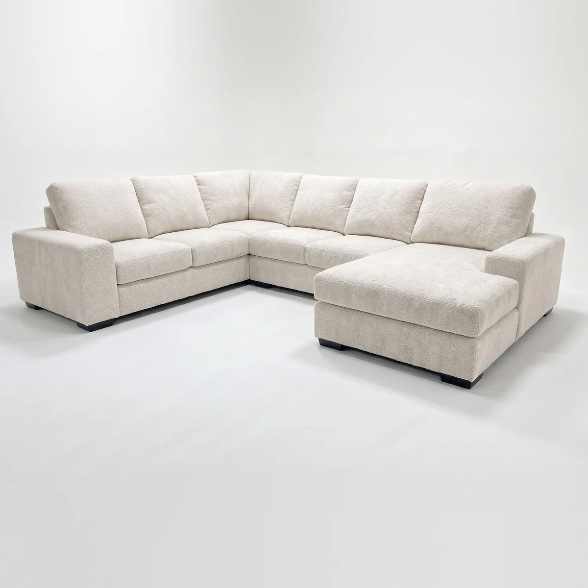 Four-Piece Chaise Sectional - Cuddle Bone - studio photo on white #Orientation_Right-Hand Facing #vera_main