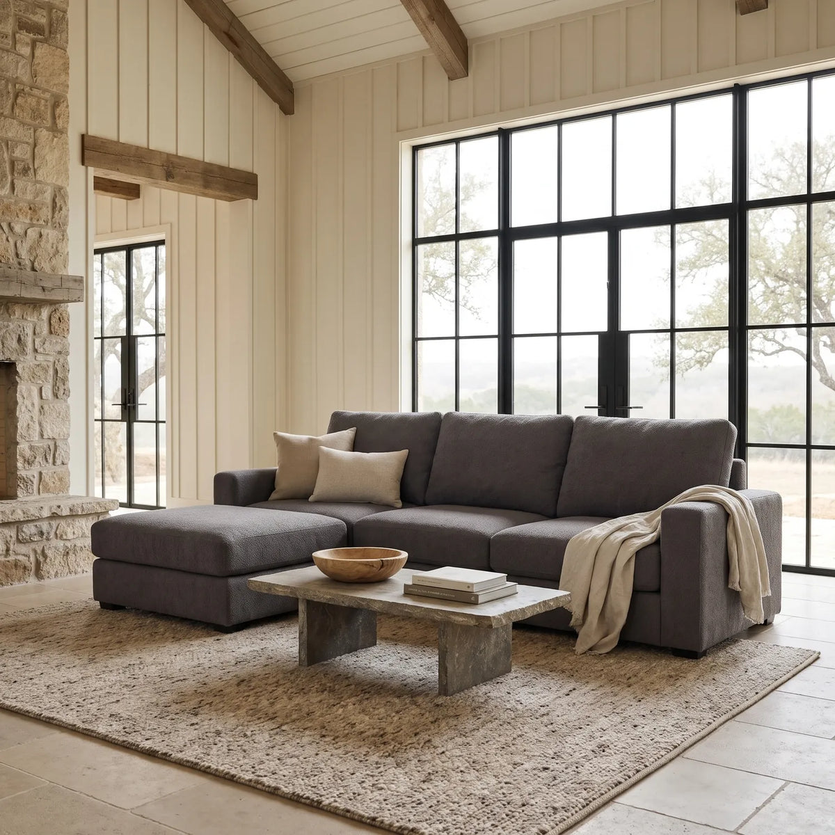 Four-Piece Chaise Sectional - Cuddle Charcoal Modular - hero (LHF arrangement)
