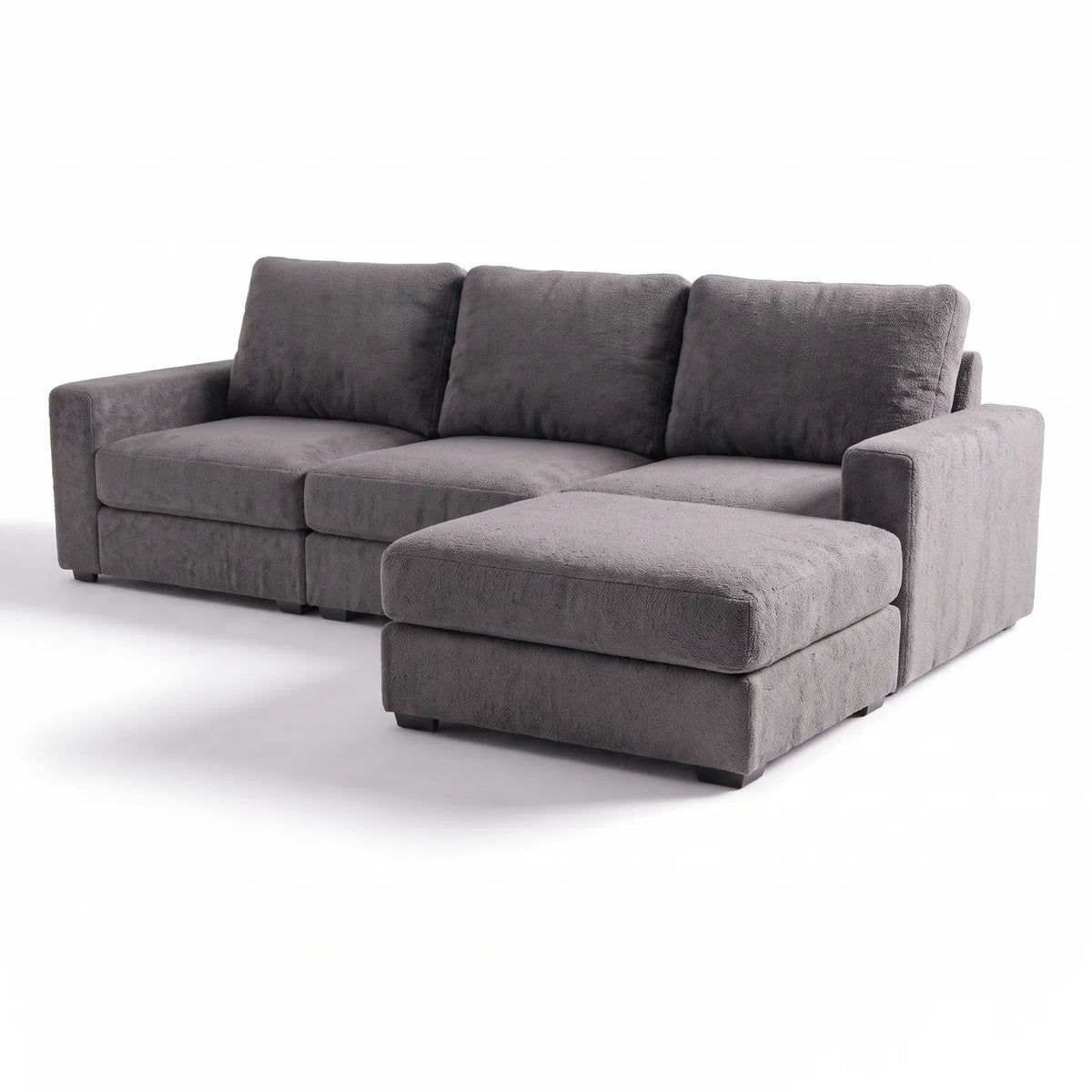 Four-Piece Chaise Sectional - Cuddle Charcoal Modular - studio photo on white (RHF arrangement) #vera_main