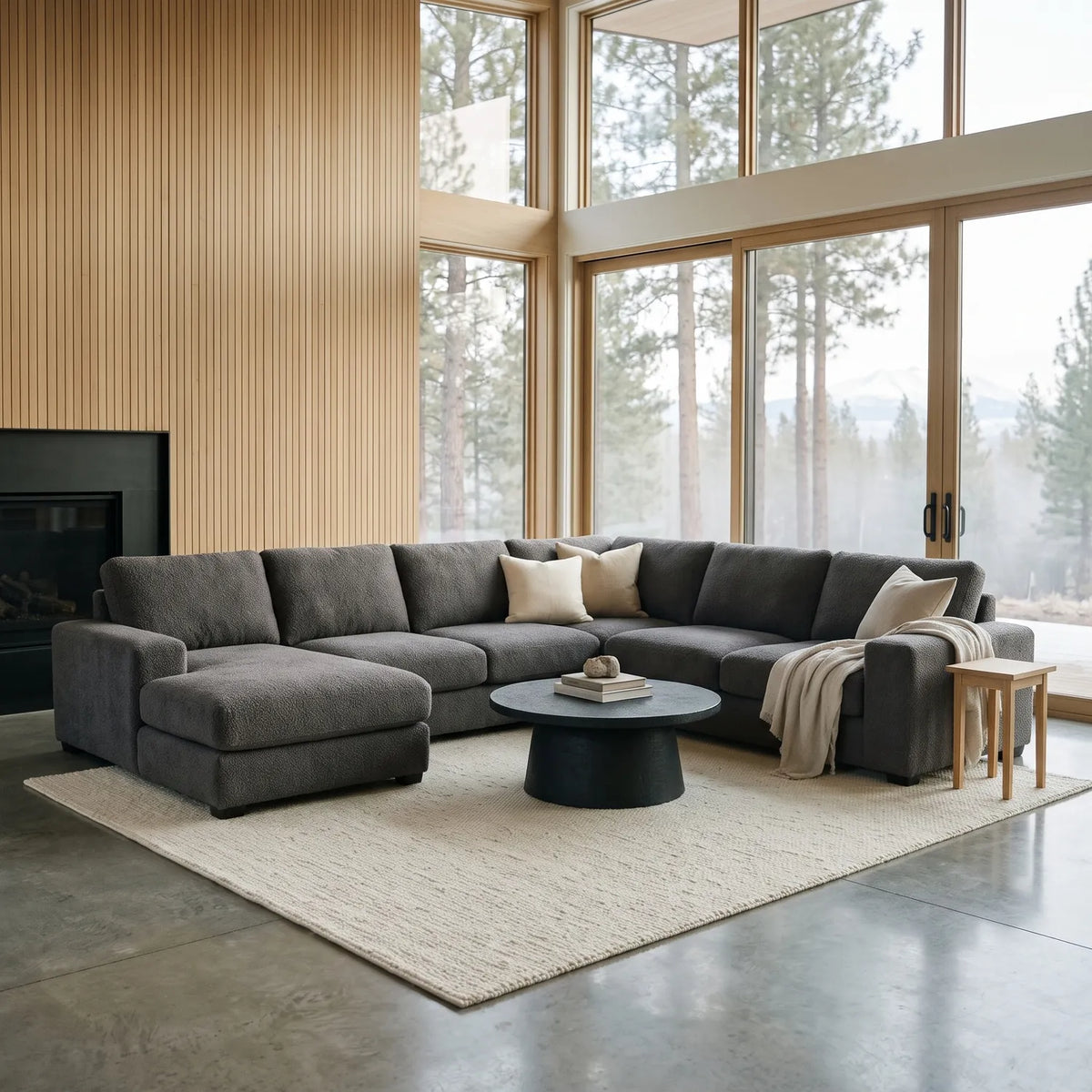 Four-Piece Chaise Sectional - Cuddle Charcoal Oversized
