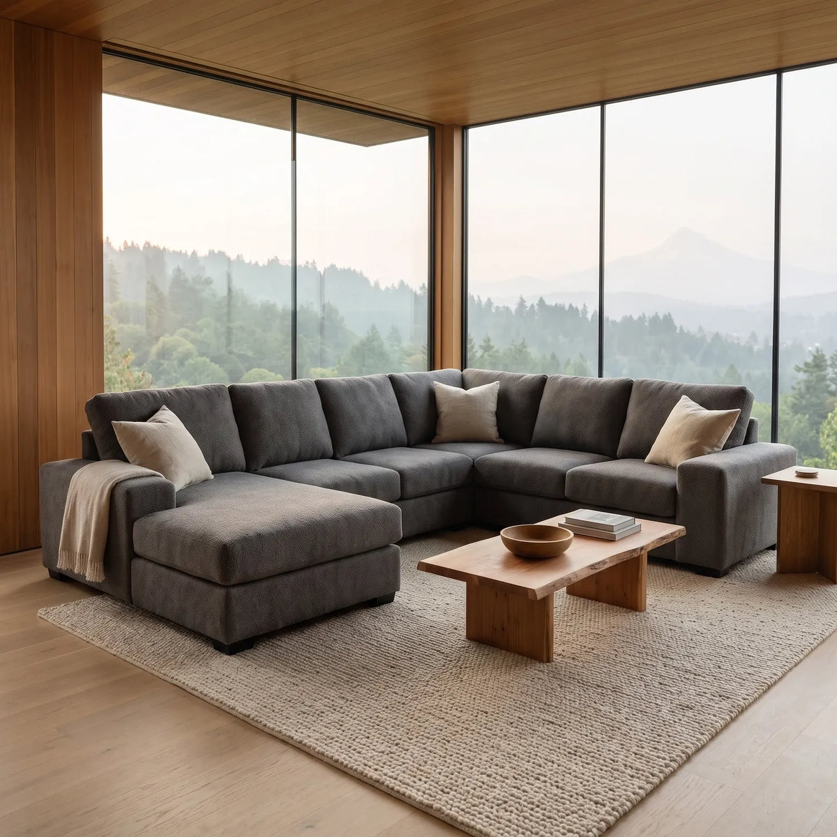 Four-Piece Chaise Sectional - Cuddle Charcoal