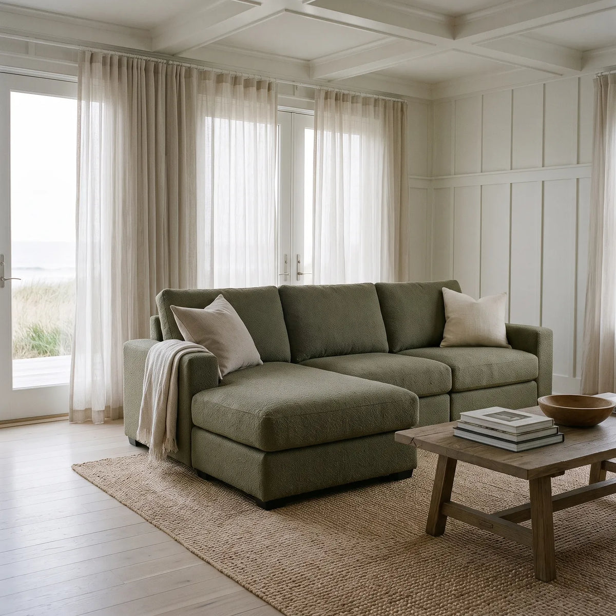 Four-Piece Chaise Sectional - Cuddle Moss Modular