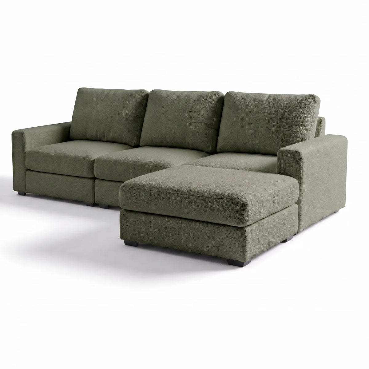 Four-Piece Chaise Sectional - Cuddle Moss Modular - studio photo on white (RHF arrangement) #vera_main