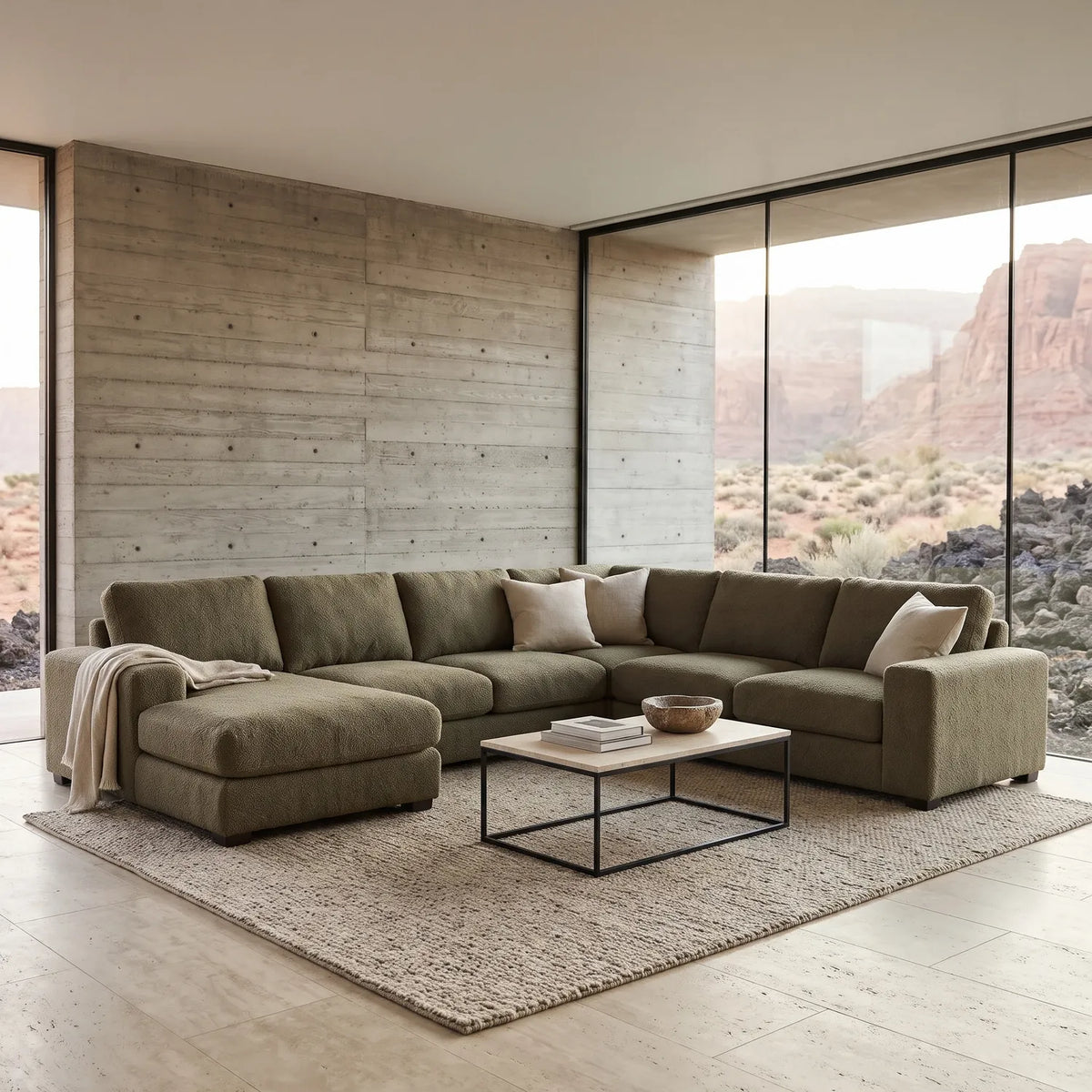 Four-Piece Chaise Sectional - Cuddle Moss Oversized - hero #Orientation_Left-Hand Facing