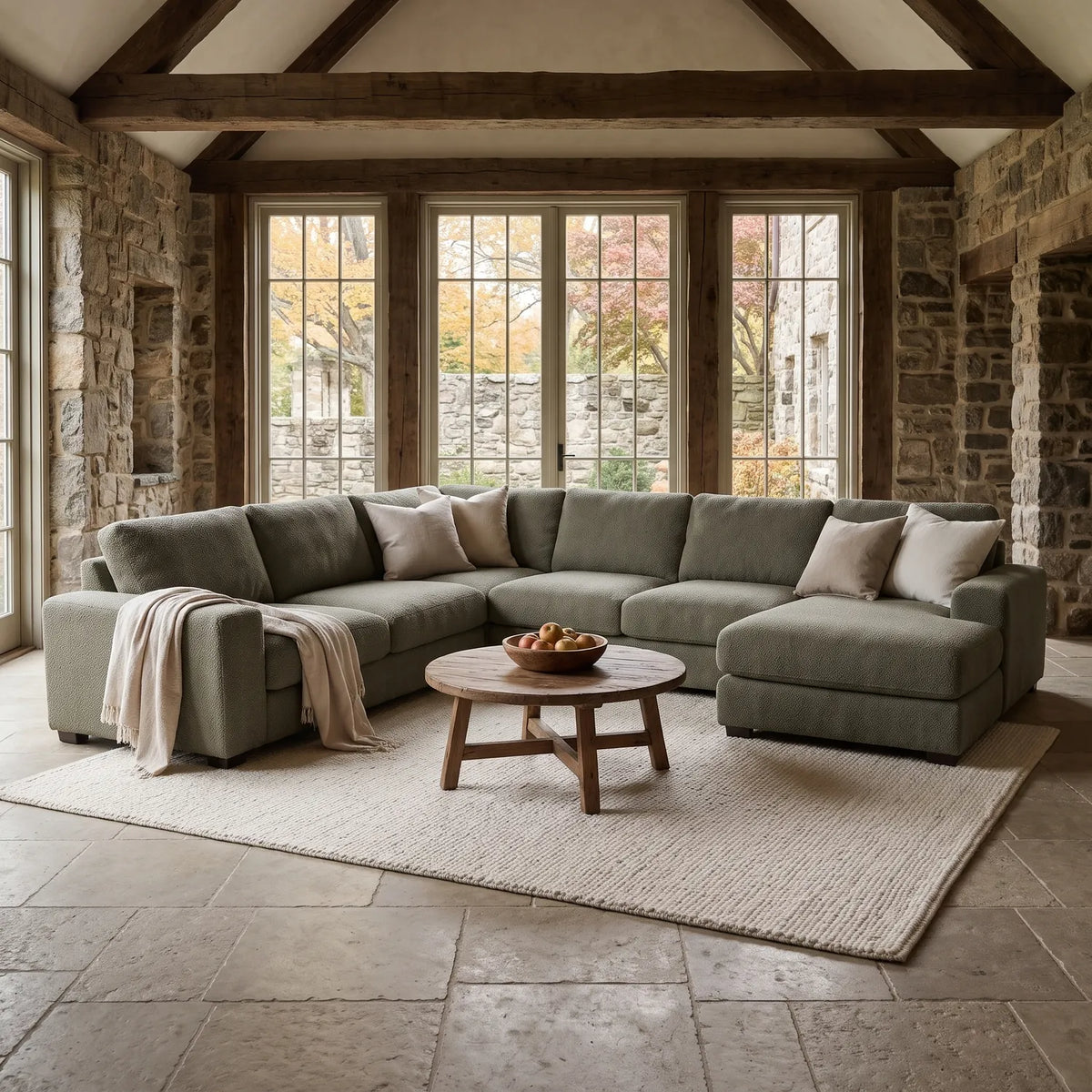 Four-Piece Chaise Sectional - Cuddle Moss Oversized - hero #Orientation_Right-Hand Facing
