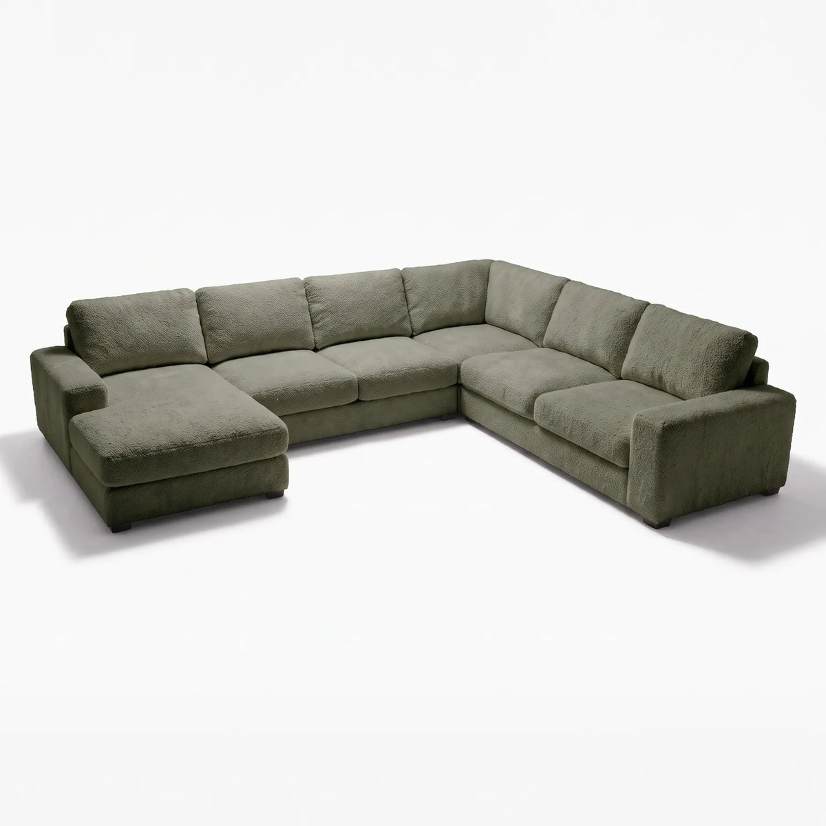 Four-Piece Chaise Sectional - Cuddle Moss Oversized - studio photo on white #Orientation_Left-Hand Facing