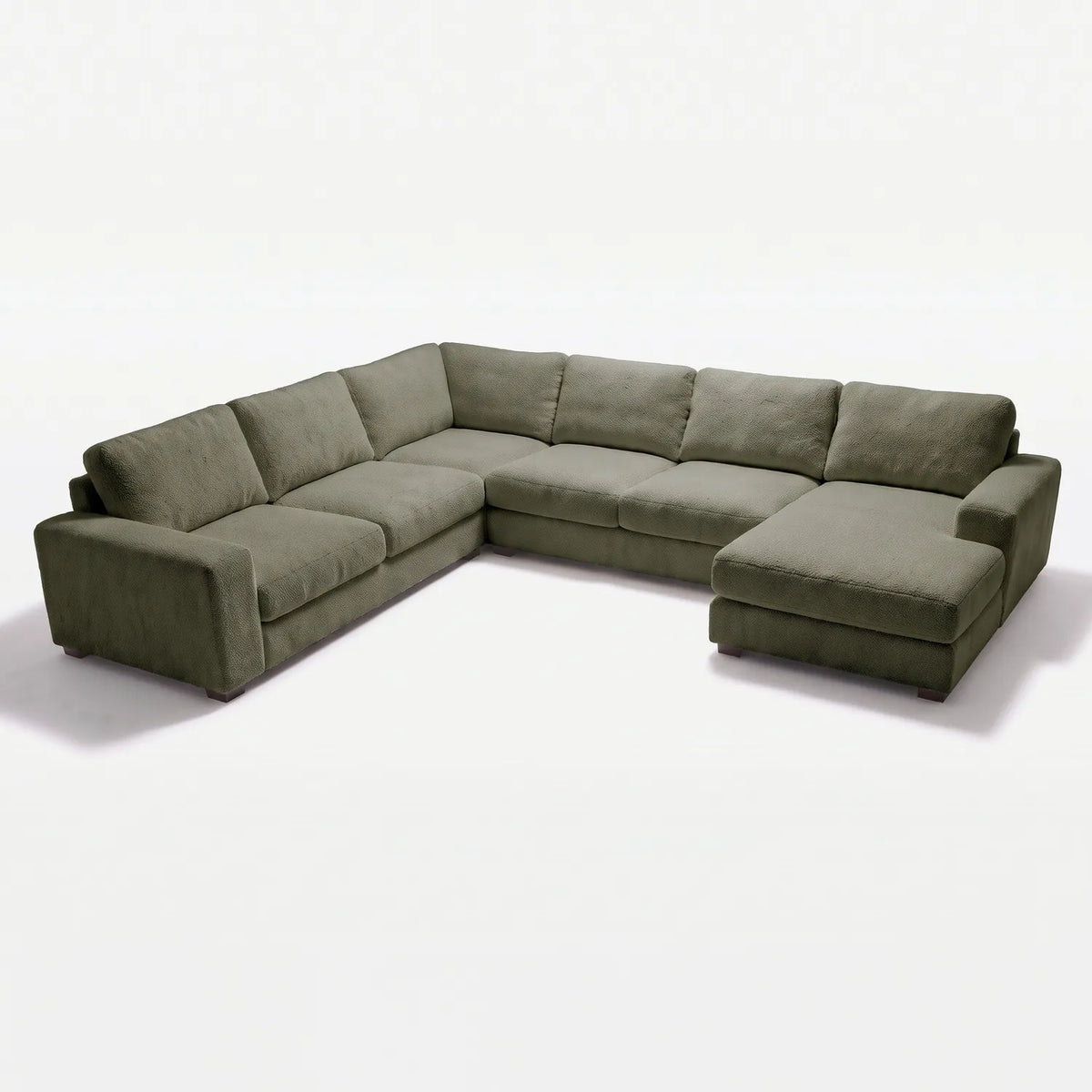 Four-Piece Chaise Sectional - Cuddle Moss Oversized - studio photo on white #Orientation_Right-Hand Facing #vera_main