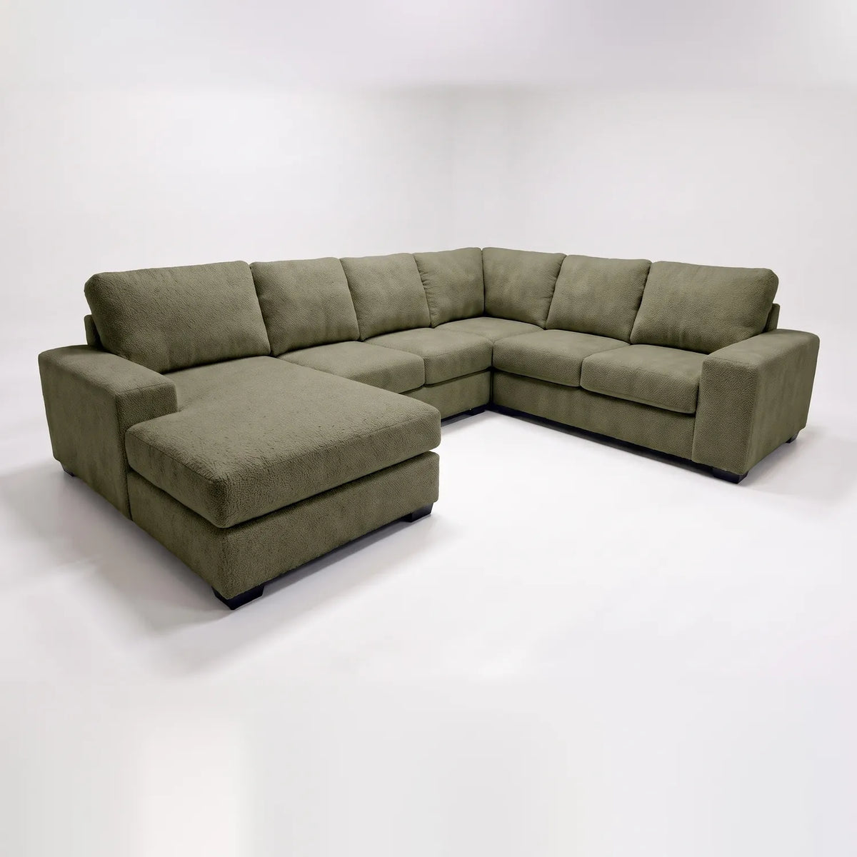 Four-Piece Chaise Sectional - Cuddle Moss - studio photo on white #Orientation_Left-Hand Facing