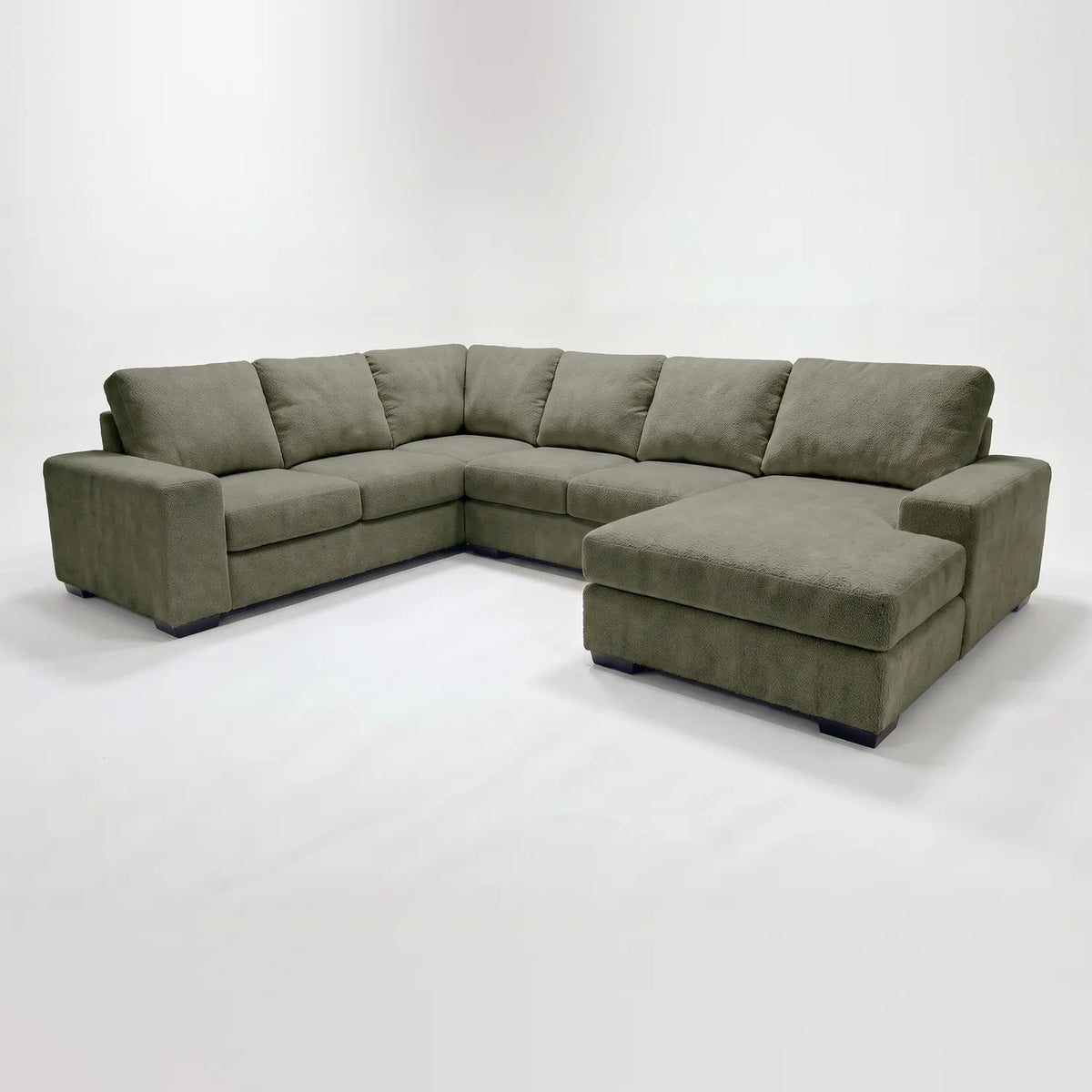 Four-Piece Chaise Sectional - Cuddle Moss - studio photo on white #Orientation_Right-Hand Facing #vera_main
