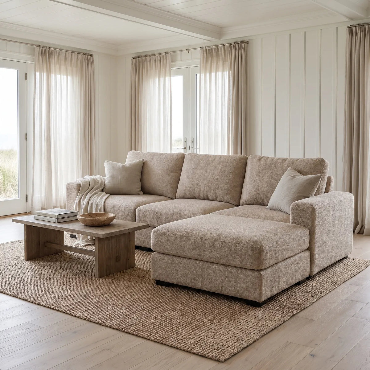 Four-Piece Chaise Sectional - Cuddle Natural Modular - hero (RHF arrangement)