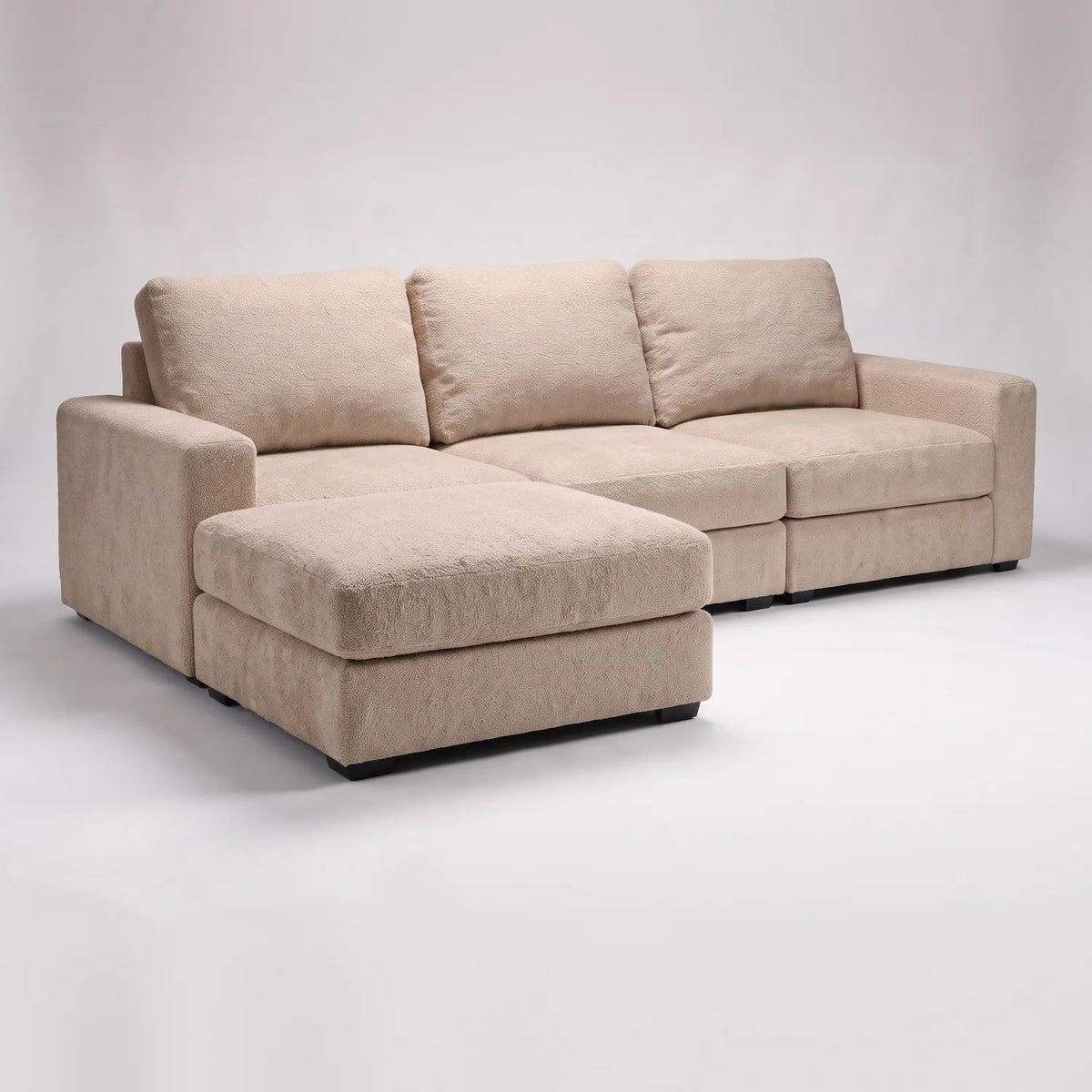 Four-Piece Chaise Sectional - Cuddle Natural Modular - studio photo on white (LHF arrangement)