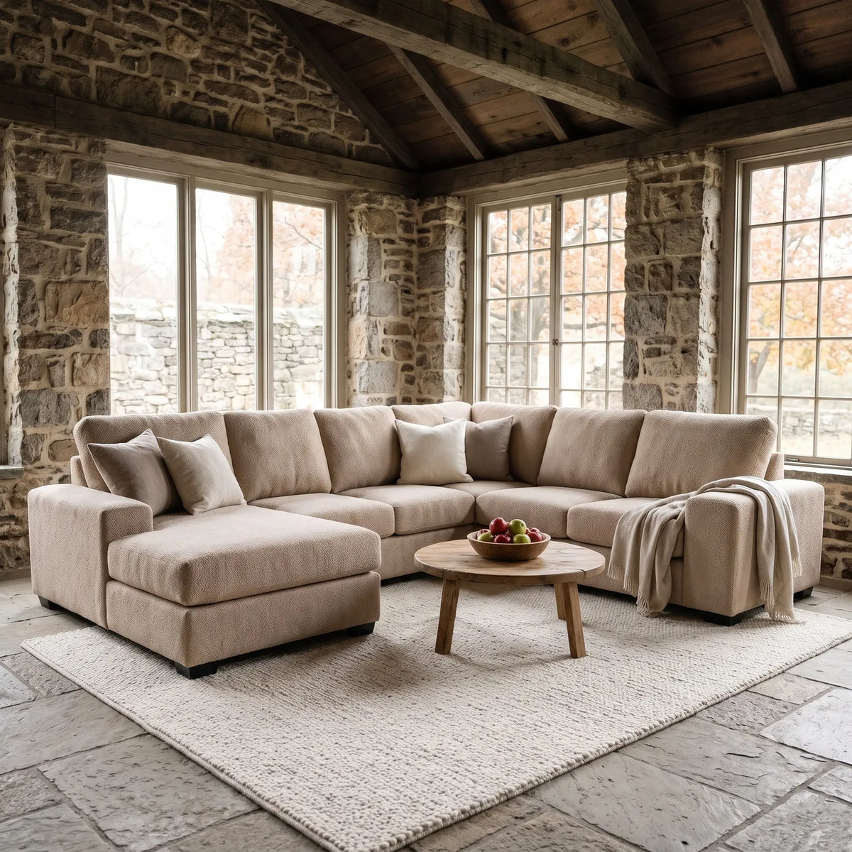 Four-Piece Chaise Sectional - Cuddle Natural